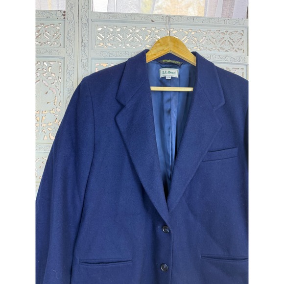 Vintage LL Bean Wool Navy Blue Blazer Womens 12 Preppy Academia Luxury Workwear - Picture 3 of 7